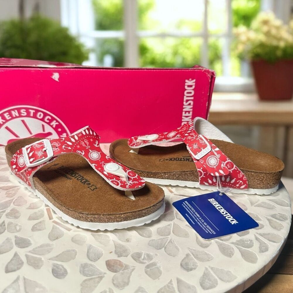 Birkenstock Gizeh Kids Slip-On Sandals Red Nautical Size 30 EU 12-12.5 US New